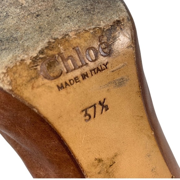 Chloe Silverado Brown Lace Up Mary Jane Wooden Block Heel Oxford Pump Size 7.5 - Picture 8 of 9